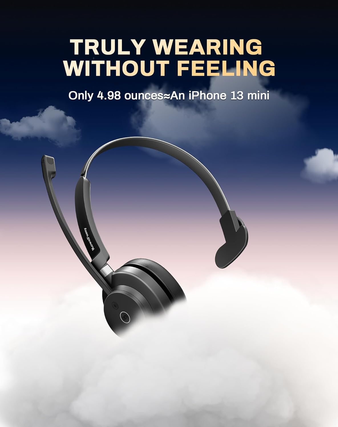 Wireless Headset with Mic for Work, Bluetooth 5.3 Headphones with Microphone, Headset with Microphone for PC, Wireless Headphones with Charging Base for Office, Call Center, Cell Phones