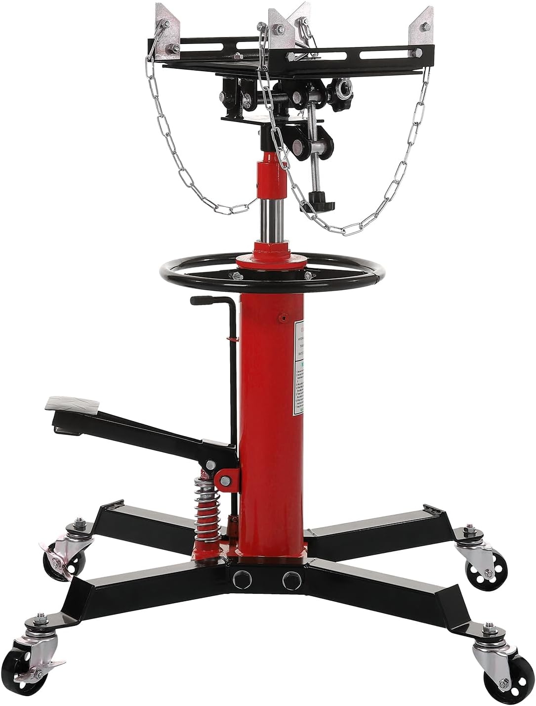 Hydraulic Transmission Jack 1100 Lbs (1/2 Ton) Capacity 33.8"-72.8" Lifting Height 2 Stage Hydraulic Telescoping Jack, Trans Jack Stand Heavy Duty with Foot Pedal and 360° Swivel Wheel, Red