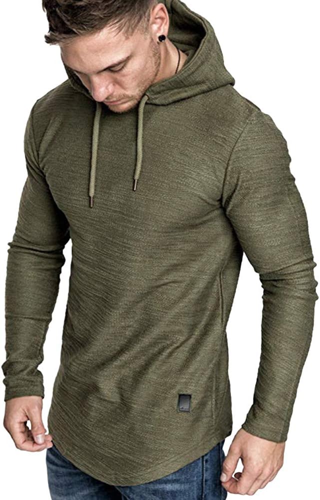 Lexiart Mens Fashion Athletic Hoodies Sport Sweatshirt Solid Color Fleece Pullover