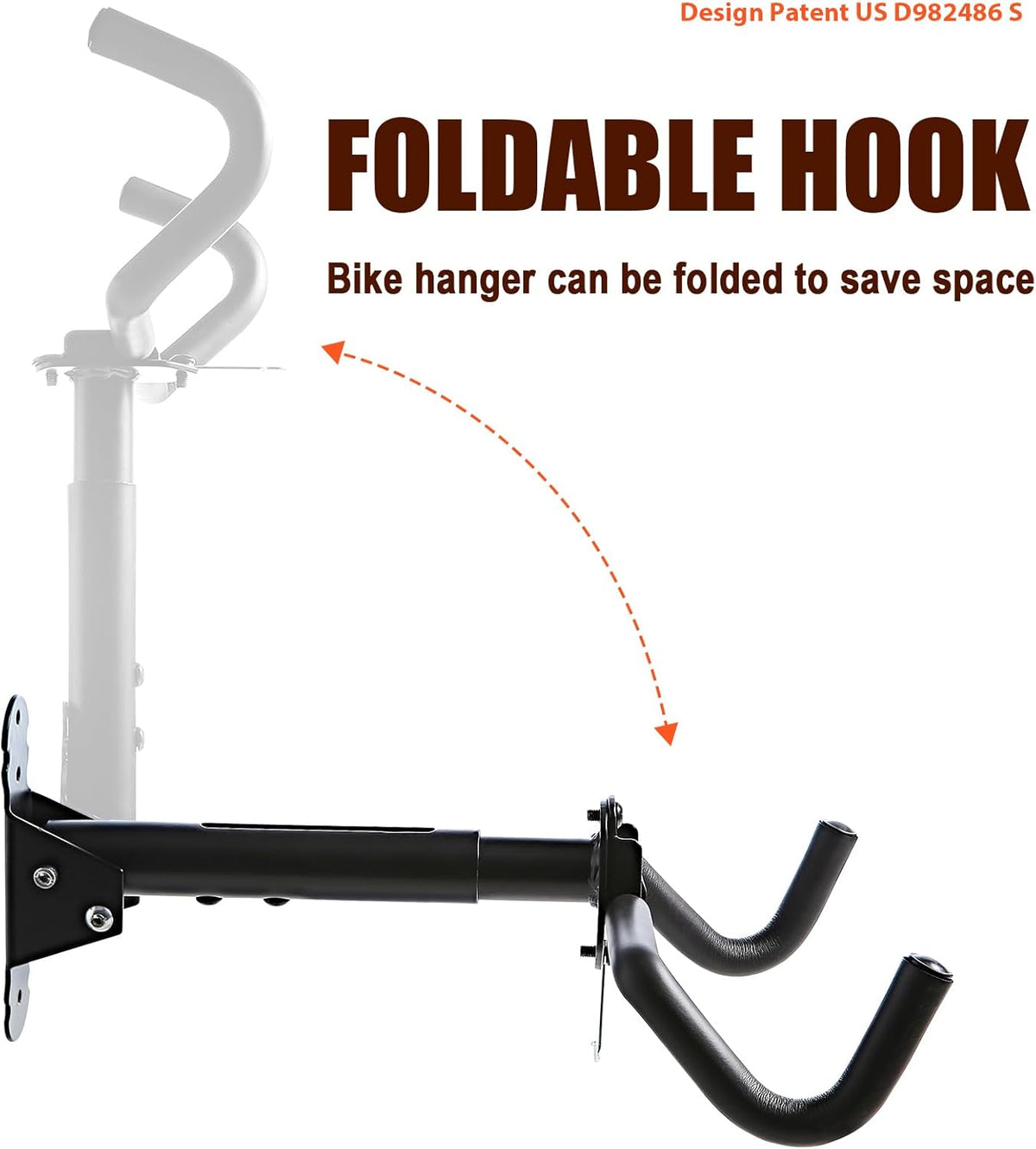 Gootus Bike Wall Mount Hanger - Horizontal Bicycle Indoor Storage Rack | Cycling Wall Mounted Holder Hook - Hang Your Road, Mountain or Hybrid Bikes in Garage or Home