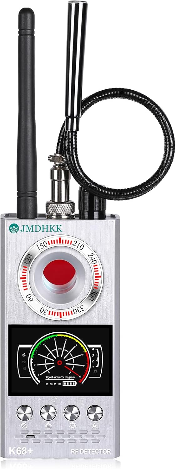 JMDHKK Hidden Camera Detector & Bug Detector – Magnetic Tracker & Wireless Signal Finder for Home, Office, Hotel, Car – Advanced Privacy Protection for Travel & Security（Silver