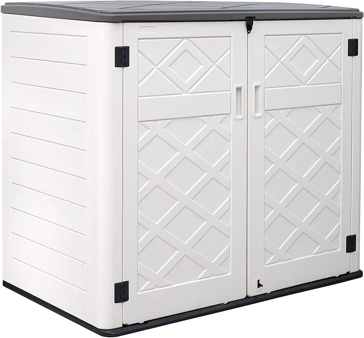 KINYING Larger Outdoor Storage Shed Weather Resistance, Horizontal Outdoor Storage Box Waterproof for Garden, Patios, Backyards, 48 Cu.ft Capacity for Garbage Cans, Lawn Mower, Garden Tools