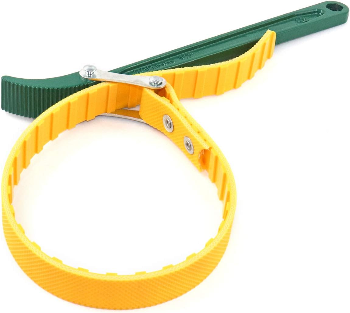 QWORK® Belt Strap Wrench 12", Adjustable Strap Oil Filter Strap Opener Wrench with 26" Capacity Adjustable Strap