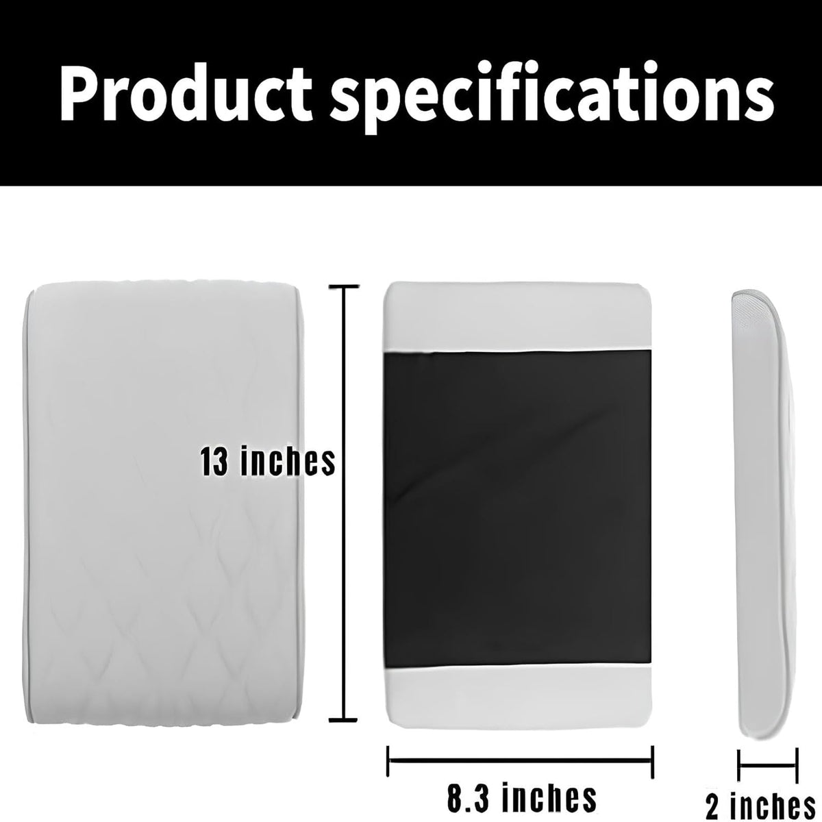 Leather Car Armrest Box Mat - 2023 New Waterproof Car Center Console Cover Mat, Universal Armrest Mat, Leather Car Armrest Cover for SUV/Truck/Vehicle (B-Gray)