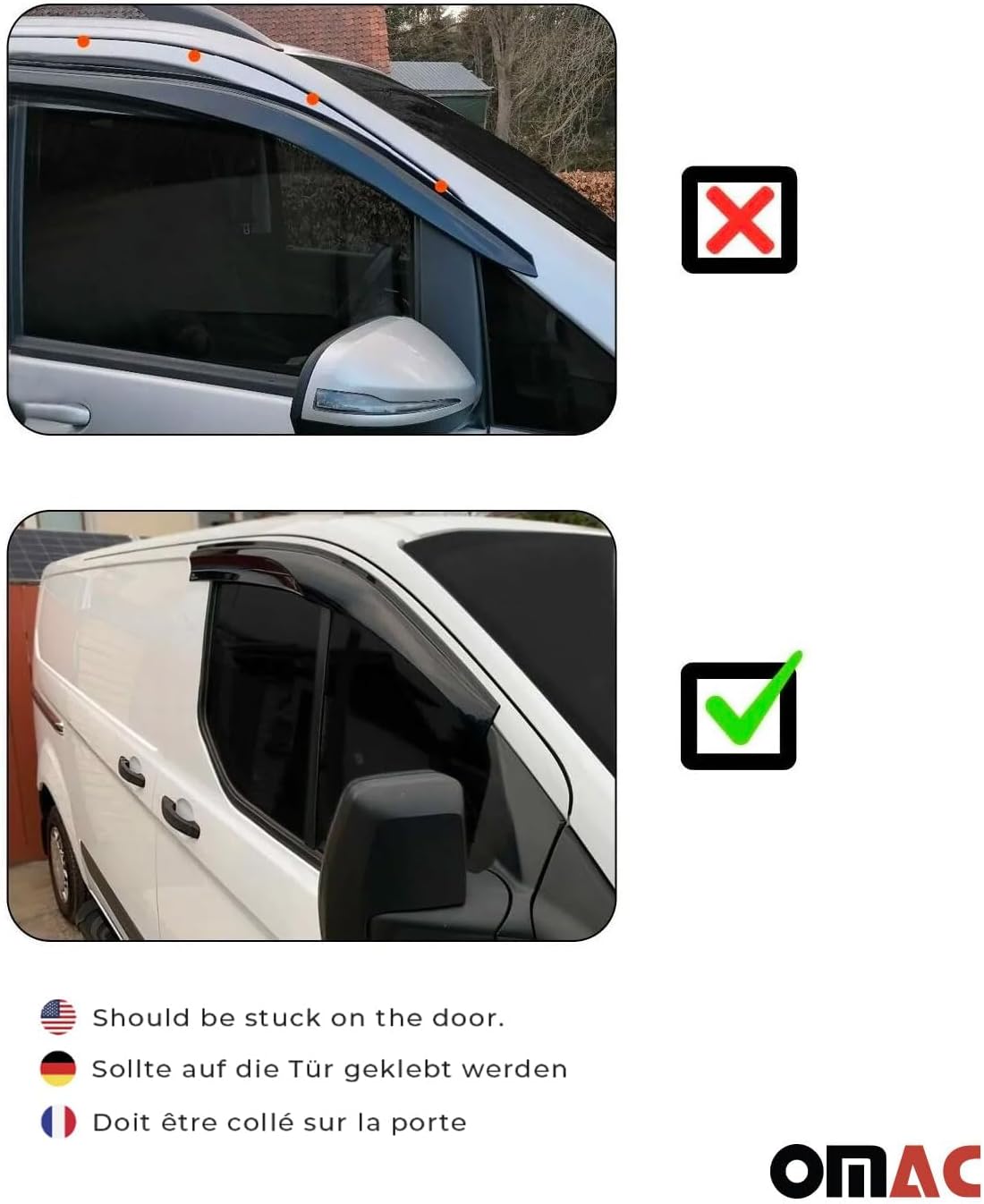 OMAC Window Visor Vent Rain Guard Deflector for Honda Civic 2012-2015 Sedan Smoke 4 Pcs