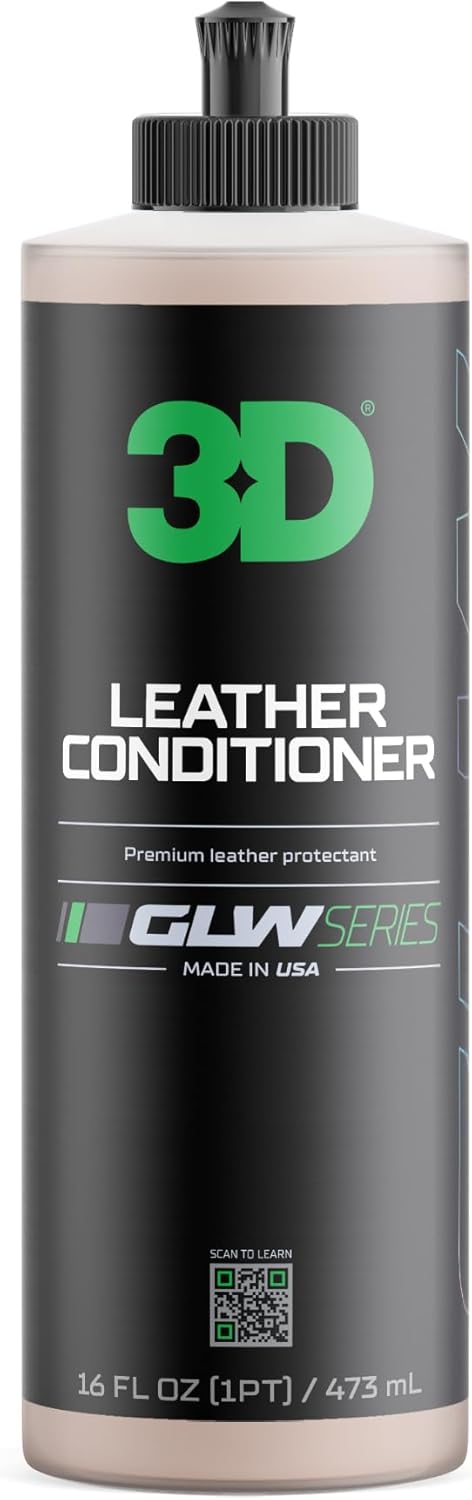 3D Leather Conditioner for Car, GLW Series | Restore, Condition, Protect | UV Protection | Conditions Leather Seats, Furniture, Boots, Apparel | DIY Car Detailing | 16 oz