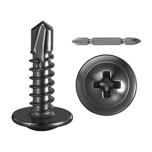 (350Pcs)#8×5/8” for Sheet Metal Self-Tapping Screws 410 Black Stainless Steel Truss Head High-Strength Quick Tapping