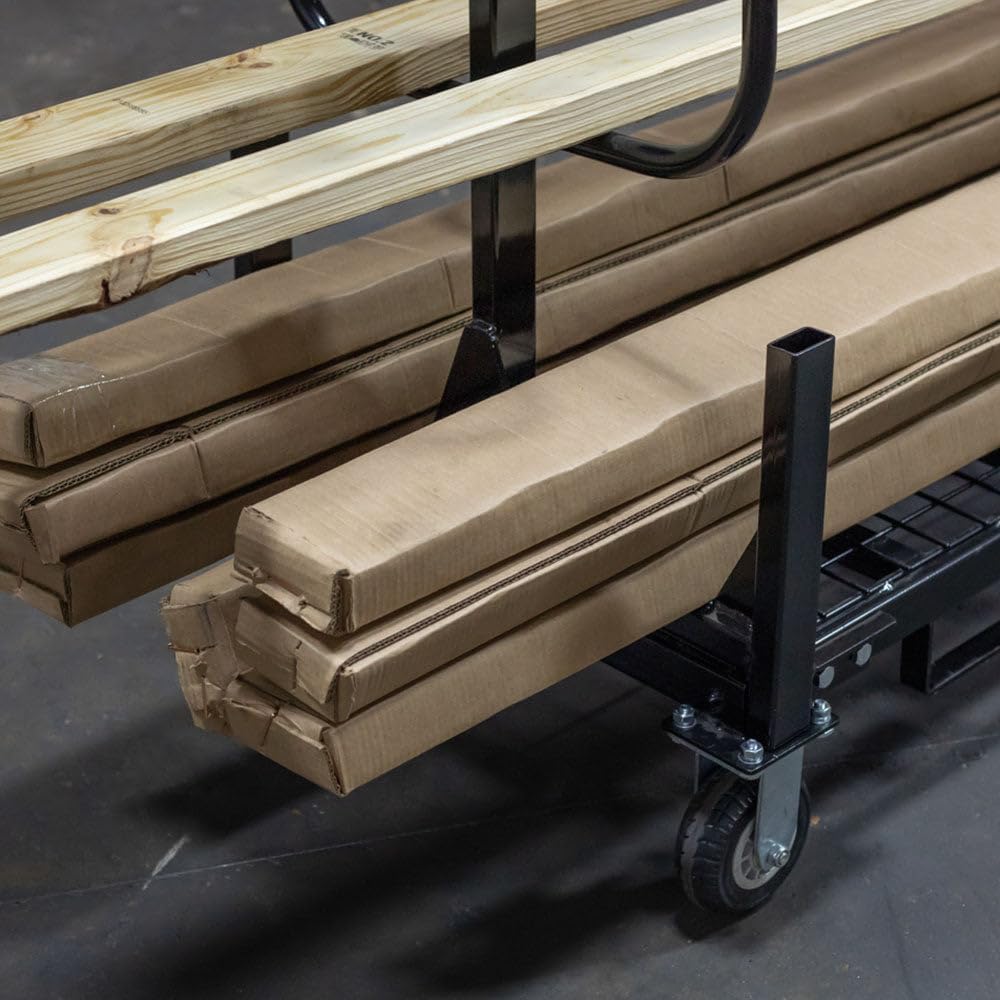 Titan Attachments Mobile Conduit Lumber and Pipe Rack with Eight Bins, Heavy-Duty Rolling Platform Base with Fork Pockets and Locking Caster Wheels, 2,500 LB Capacity, Mobile Roller Dolly