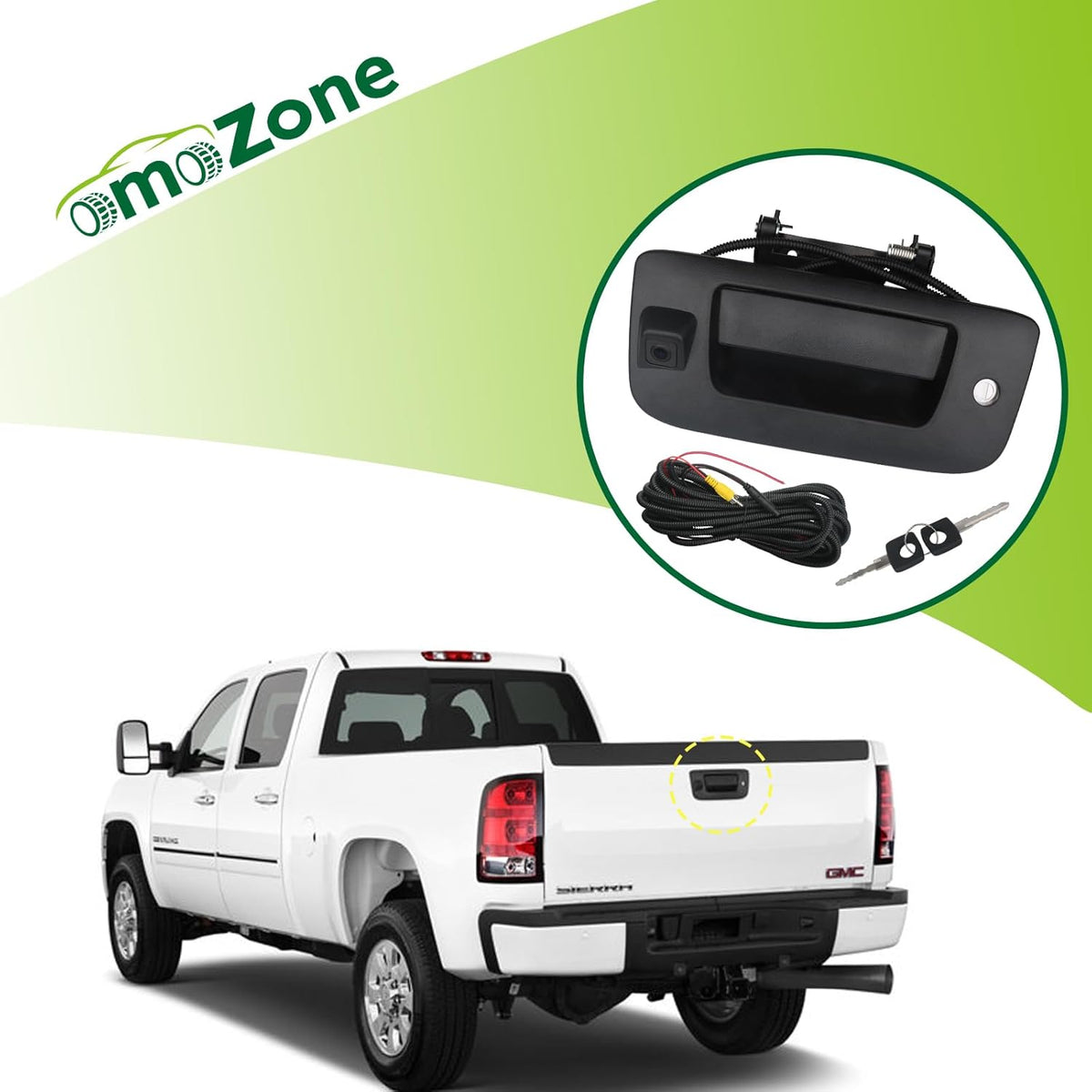 Backup Camera Tailgate Handle Rear View Camera Liftgate Latch Handle with Key Lock Cylinder Black Compatible with 2007-2014 Chevrolet Chevy Silverado GMC Sierra 1500 2500 3500