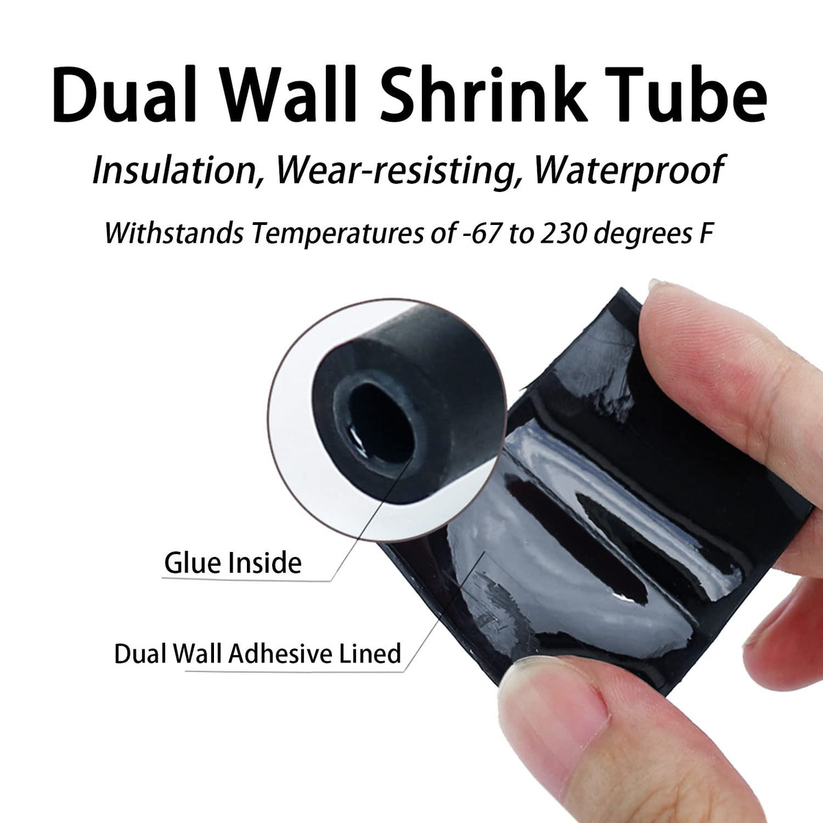 3:1 Ratio Heat Shrink Tubing Roll Adhesive Lined Industrial Marine Grade Dual Wall Heat Shrink Tube Waterproof and Sealed Black (3/4 inches(19.1 mm), 10 Feet)