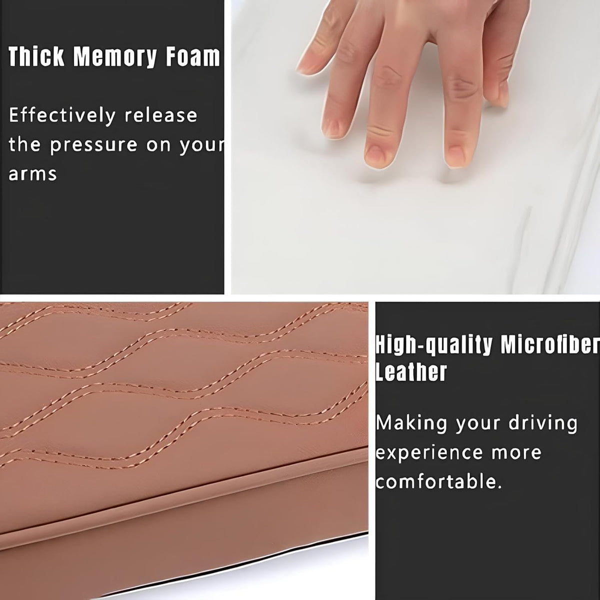Leather Car Armrest Box Mat - 2023 New Waterproof Car Center Console Cover Mat, Universal Armrest Mat, Leather Car Armrest Cover for SUV/Truck/Vehicle (A-Black)