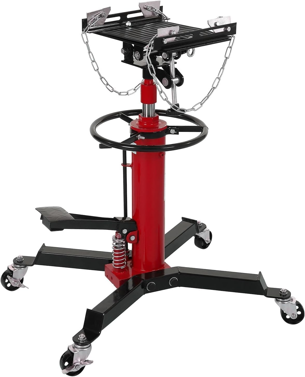 Transmission Jack 1322 LBS Hydraulic Telescoping 2-Stage Lift Jack Stand 33.8"-72.8" High Lift Transmission Jacks with Foot Pedal & 360° Swivel Wheels for for Garage/Workshop Car and Truck Repairs