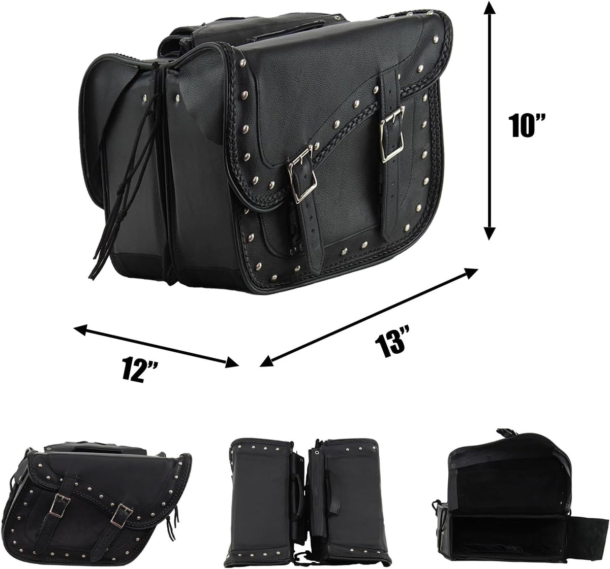 GARGOYLE BELLS Genuine Leather Motorcycle Saddle Bags Motorcycle Luggage Bag For Softails Sportsters Dyna ect
