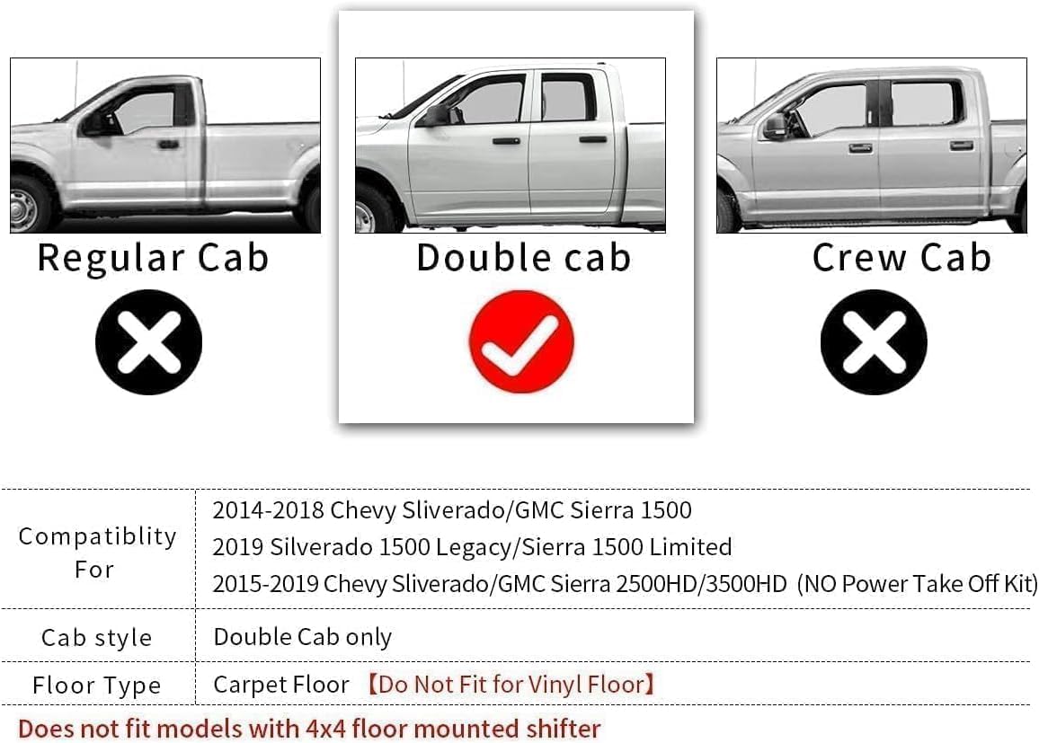 ANBINGO-Floor Mats Fits 2014-2018 Silverado/Sierra 1500, 2015-2019 2500/3500 HD, Double Cab Only, Custom Fit Silverado Floor mats, All Weather Protection Silverado1500 Double Cab Accessories