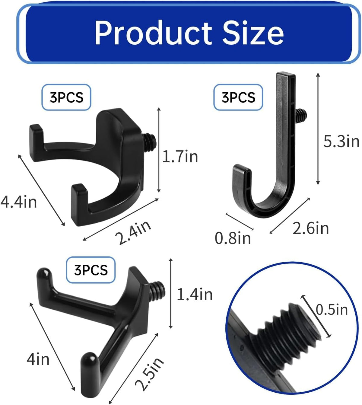 9 Pcs ABS Storage Shed Tool Hooks, Heavy Duty Shed Accessories & Hooks - Compatible with Suncast & Craftsman Sheds, Black J/U/V Shape for Organizing Ladders, Hoses & Garden Tools in Outdoor Sheds