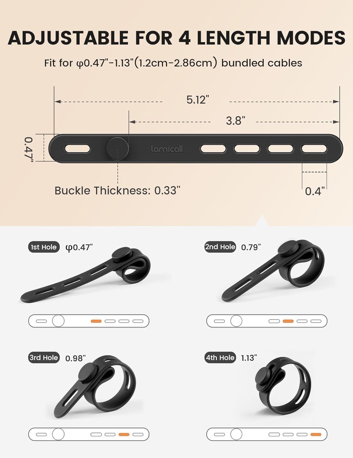 20Pack Silicone Cable Ties Cord Organizer Wrap - Lamicall Reusable Washable Wire Ties Management with Lock Buckle, Elastic Adjustable Charger Cable Strap, Electrical Cord Keeper for Travel Essentials