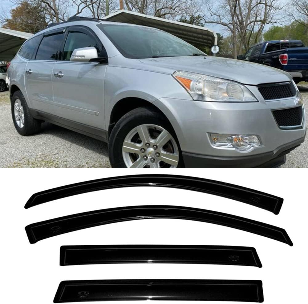 94161 Side Window Wind Deflectors fit for 2009-2017 Chevrolet Traverse,4pcs Outside Mount Style Nice Sun Rain Guards Set,Dark Smoke Window Visor