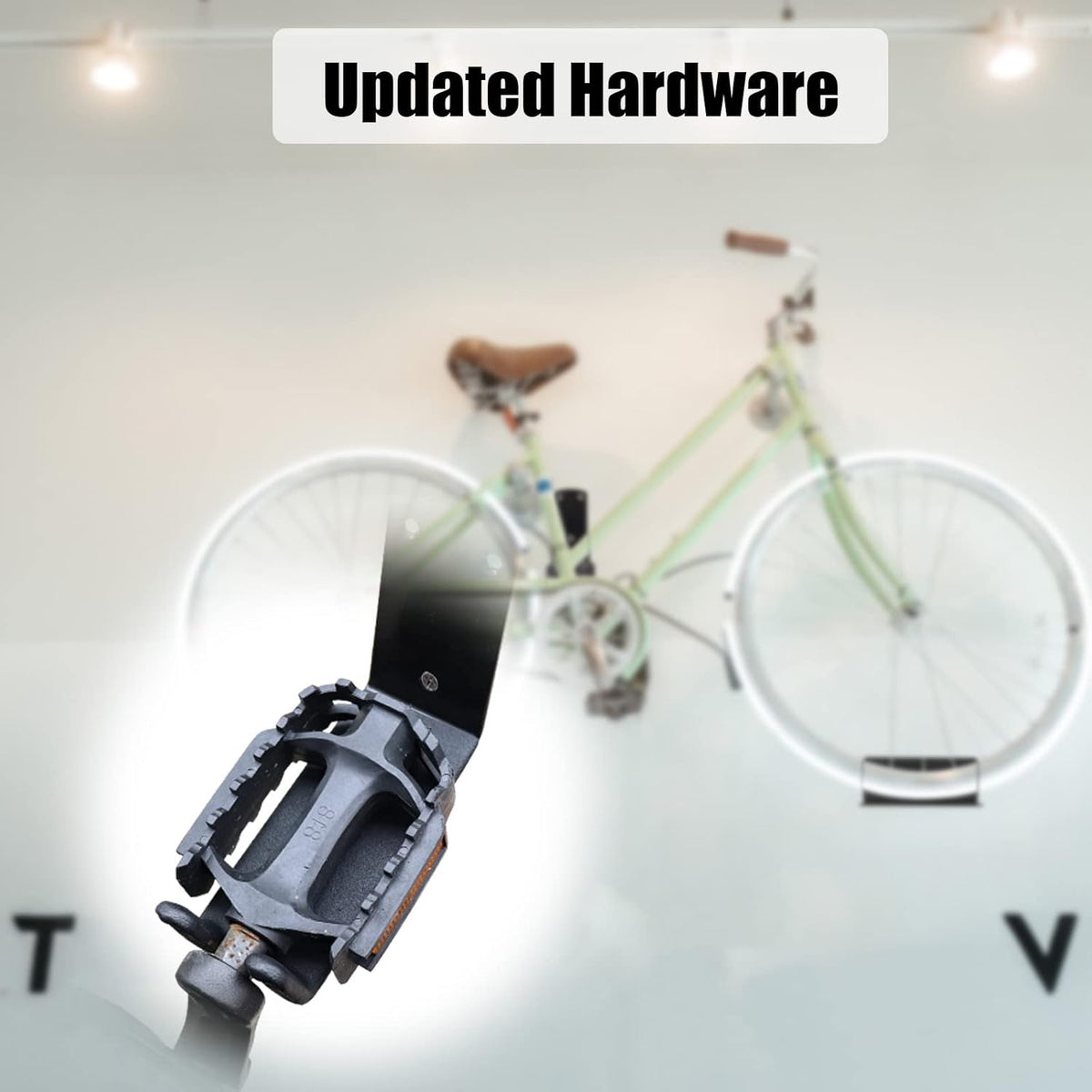 Bike Wall Mount, Pedal Mount Bike Rack for Garage, Bike Storage Hanger Bicycle, Heavy Duty Bike Hooks with Rubber Pad for Wall, Max 50LB, 2 Set