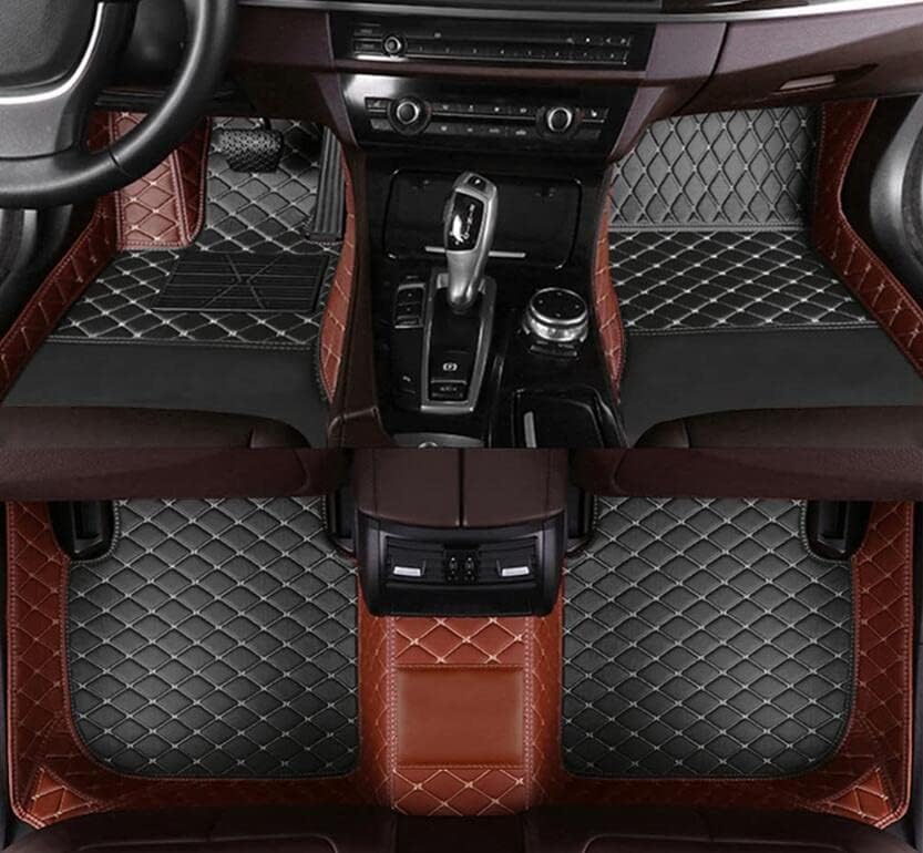 Custom All-Weather Protection Leather Car Floor Mats for Cars Sedan SUV Sports Car Waterproof Floor Mat (Black Brown)