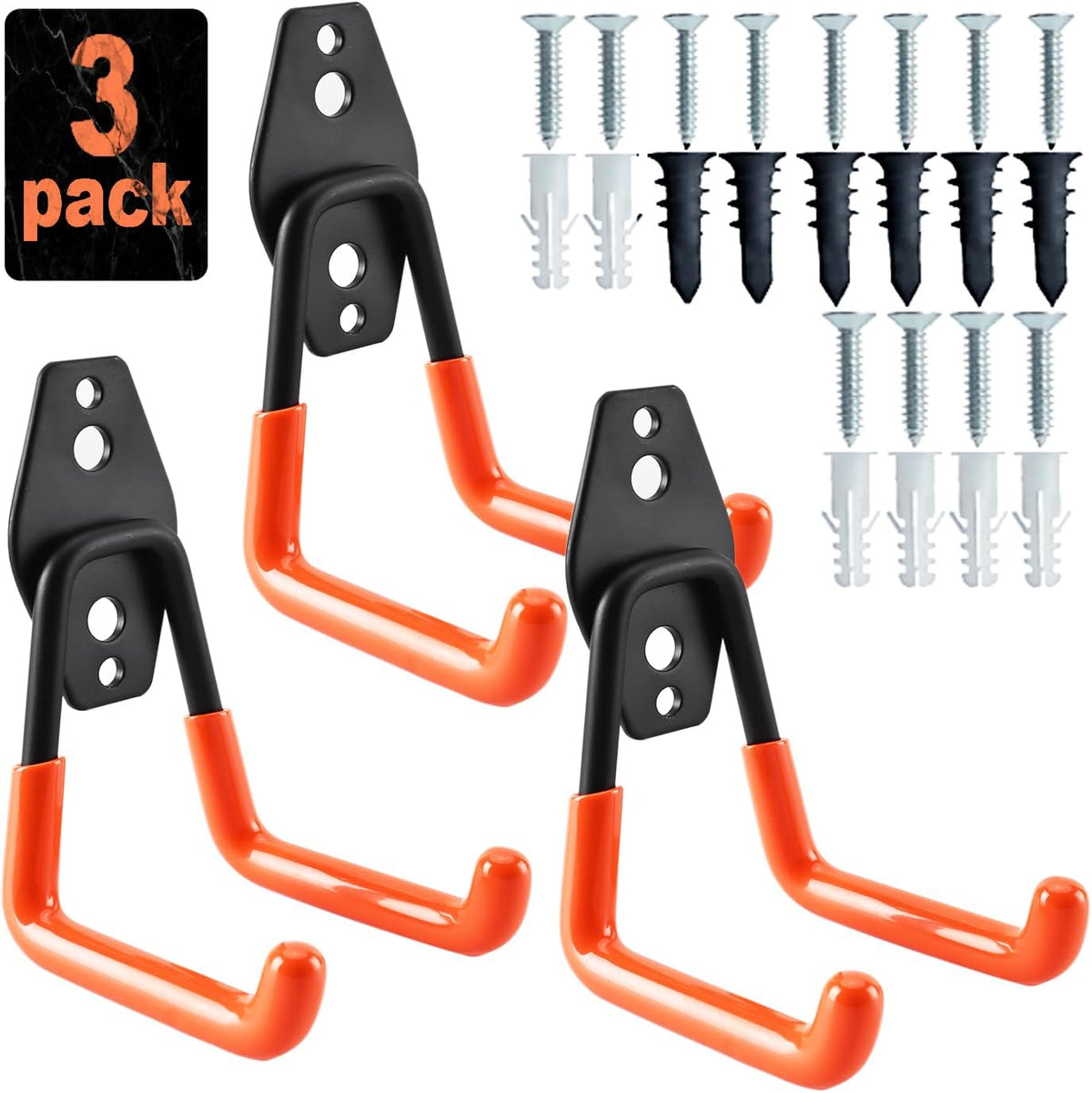 QUELIEN 3 Pack Garage Wall Hooks – 2.5in Heavy-Duty Cord Organizers for Garage Storage, Hose Holder, and Organization – Durable, Space-Saving Design for Home, Garage, and Workshop Use