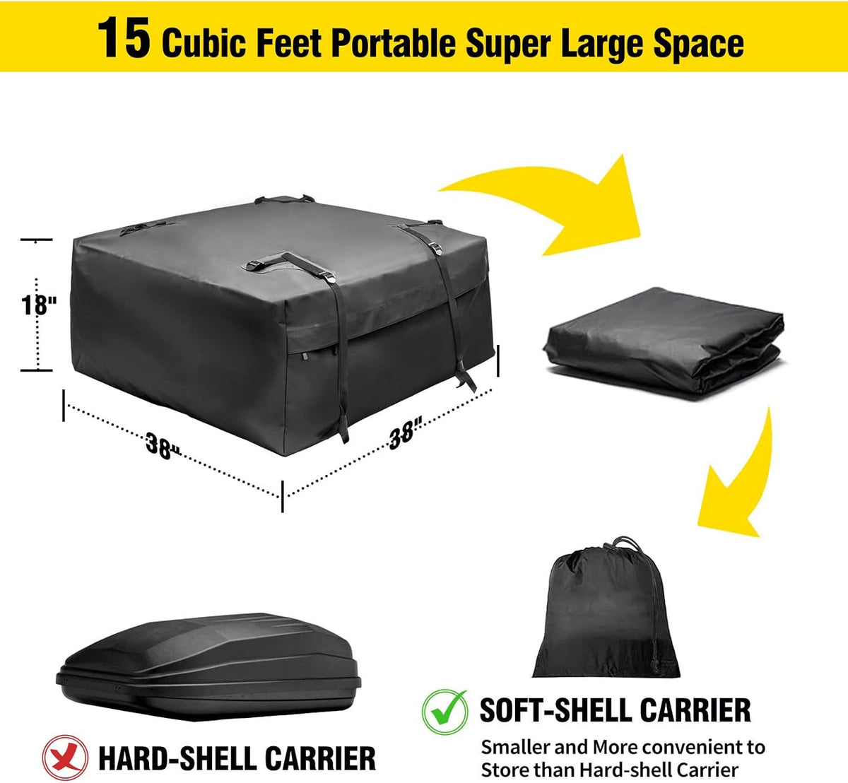 Leader Accessories Roof Rack Cargo Basket Set, Car Top Luggage Holder 64"x 39" + Waterproof Rooftop Cargo Carrier Bag