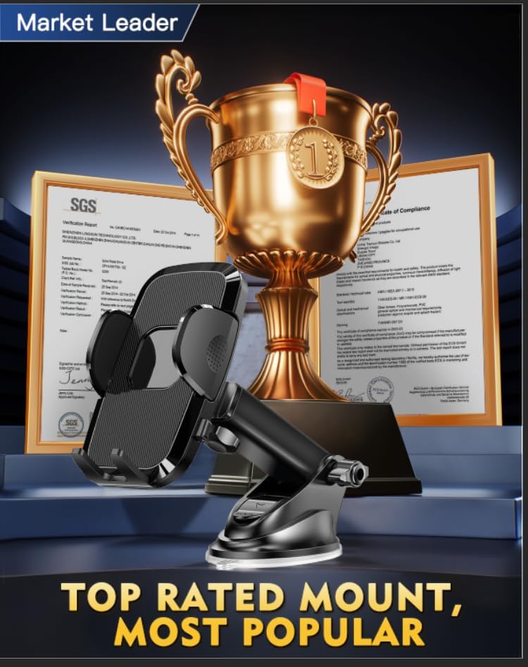 [Military-Grade Construction Phone Holders for Your Car, 2025 New Car Phone Holder Cell Smartphone Mount Windshield Dashboard Suction Cup Stand Truck Cradle for iPhone Samsung Android All