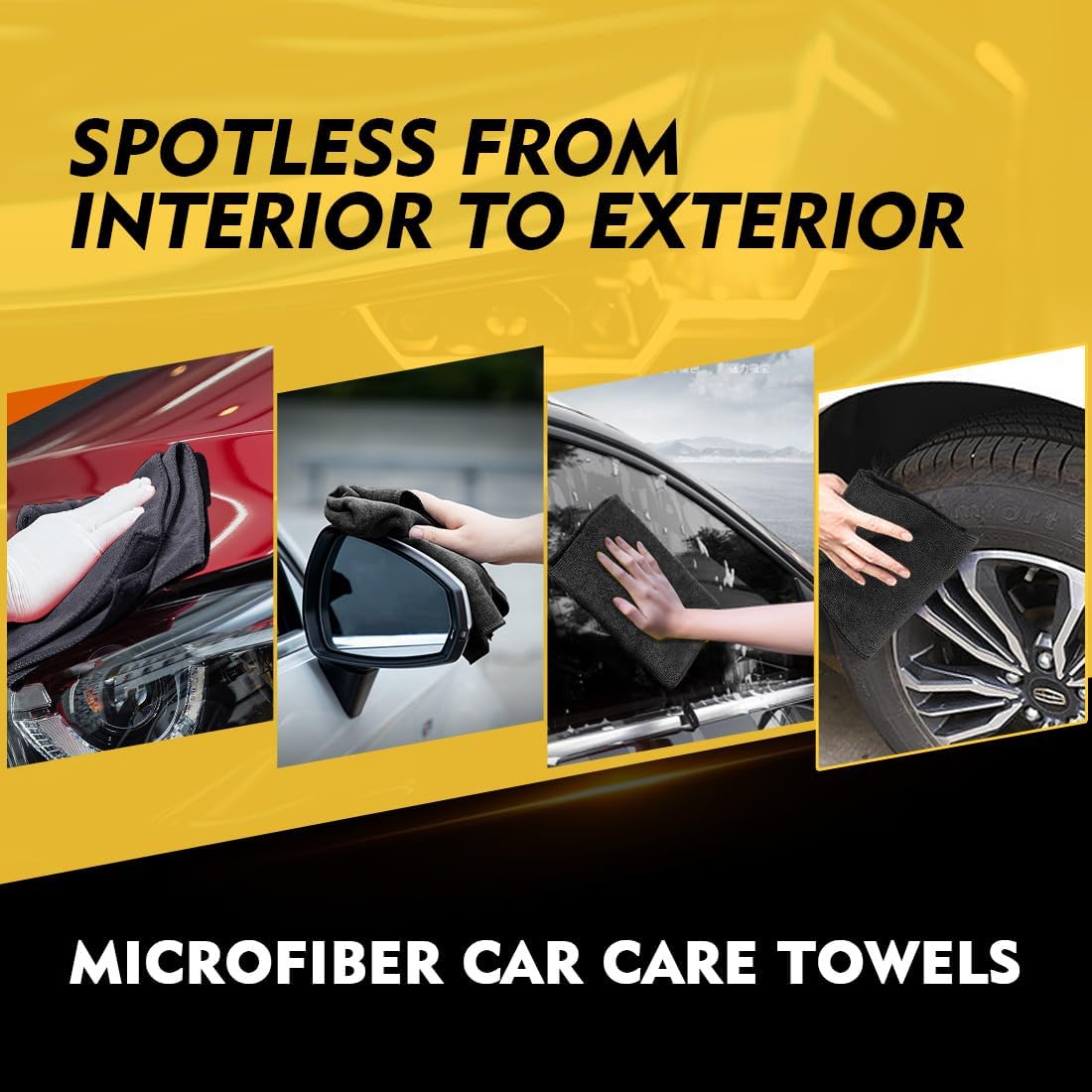 HOMEXCEL Black Microfiber Cleaning Cloth 50 Pack, 12.5 x 12.5 inch Microfiber Towels for Cars, Ultra Absorbent Car Washing Cloth, Lint Free Streak Free Cleaning Rags for Car, Kitchen, and Window