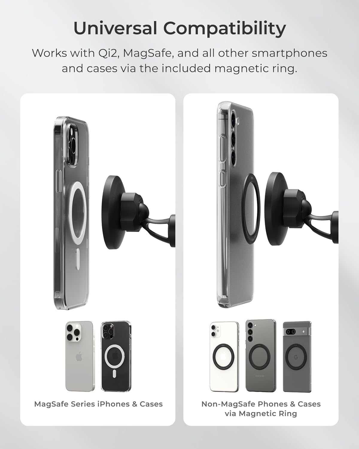 iOttie iTap 3 Magnetic Flush Mount Car Mount Phone Holder with Magnetic Ring Adapter. Compatible with MagSafe, iPhone, and Android Smartphones.