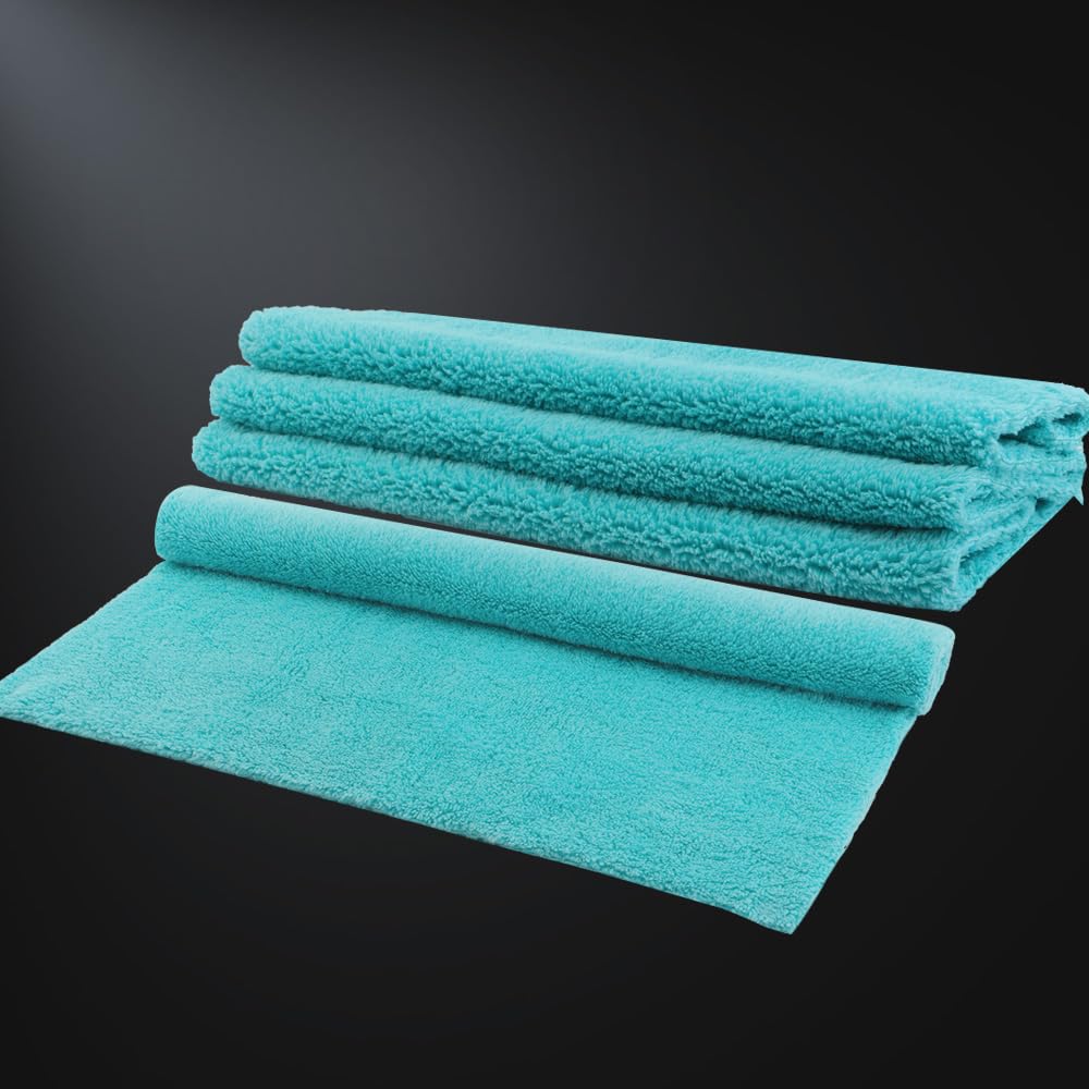 SPTA Microfiber Drying Towel Car Wash Drying Towel, 6 Pack Super Plush Edgeless Car Wash Towels for Auto Detailing, 16.1x17.7 in, 420GSM, Teal Blue-MT039