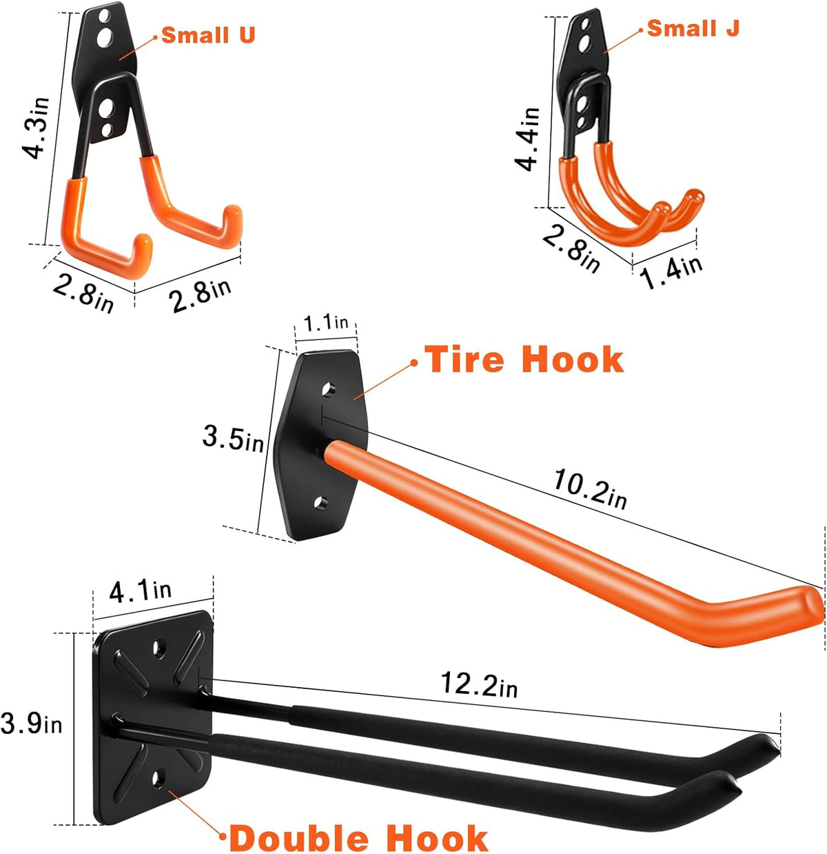 20 Pack Garage Storage Hooks Heavy Duty, Steel Bike Hook for Garage Organization, Utility Wall Mount Hooks with Anti-Slip Coating for Hanging Ladder, Ropes, Bike, Outdoor, Garden and Power Tool