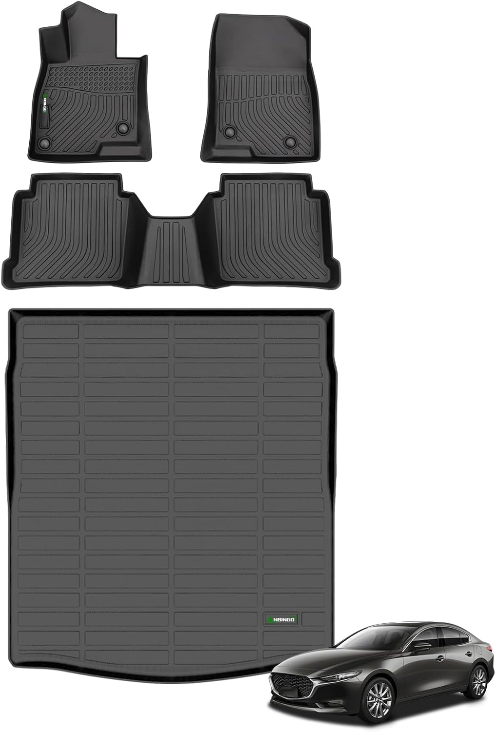 ANBINGO®-Floor Mats & Cargo Liner for Mazda 6 2014-2021 TPE All Weather Protection Anti-Slip Automotive Mazda 6 Floor Liner Trunk Mat Set Accessories, Black