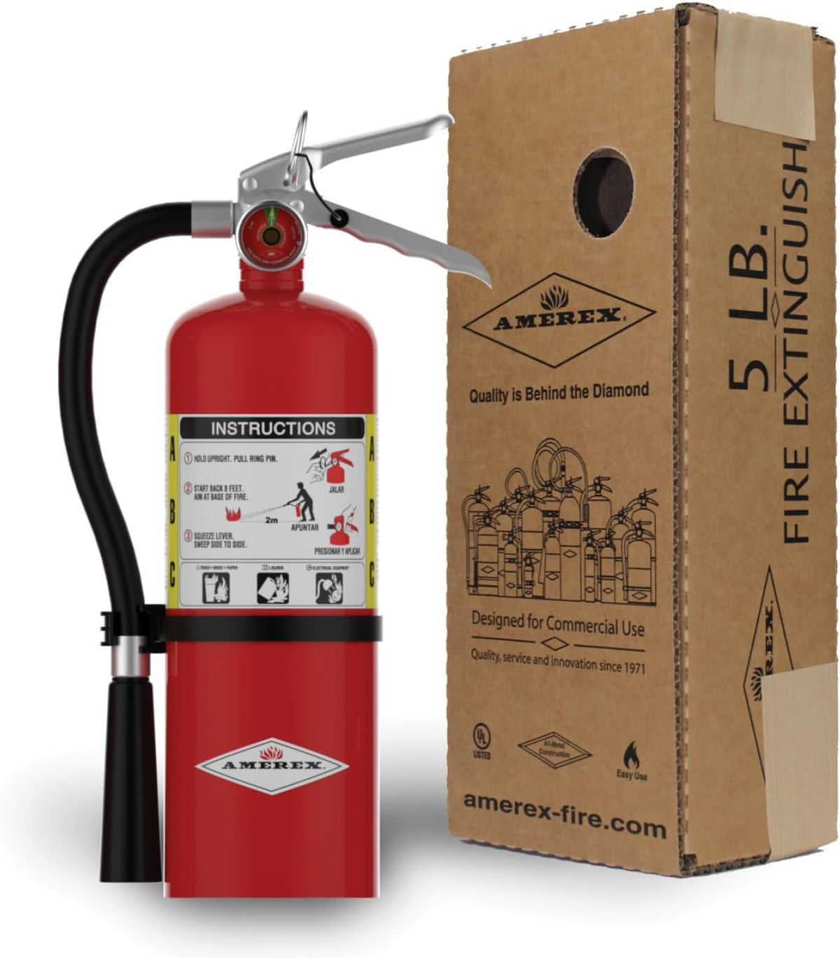 Amerex B500, 5lb ABC Dry Chemical Fire Extinguisher with Aluminum Valve