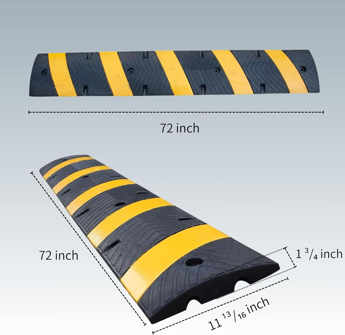 2 Pack 72 Inch Heavy Duty Rubber Speed Bump Ramp – Cable Protector, Driveway Garage Road Parking Lot Safety Control, Durable Anti-Slip Traffic Hump