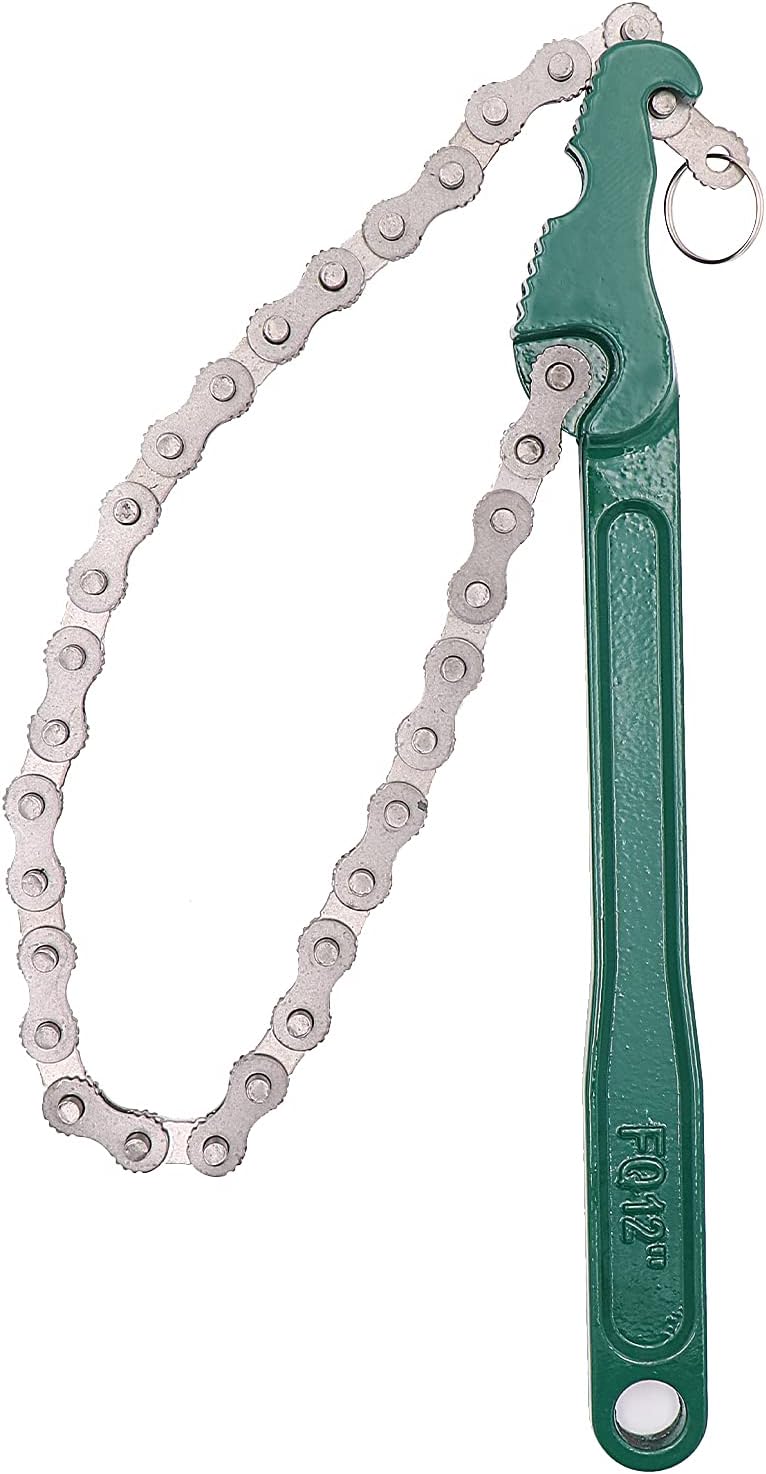 12 Inch Heavy Duty Reversible Chain Spanner Fits 1.5" to 6" Diameter Oil Filter Wrench, Adjustable Oil Fuel Filter Chain Tool