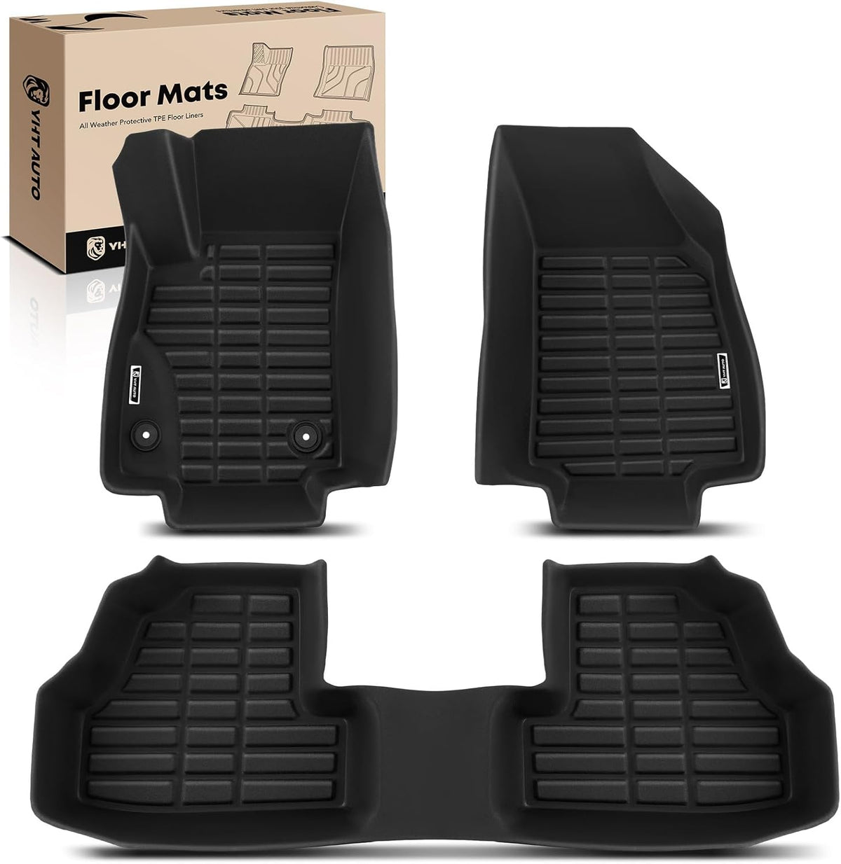 YHTAUTO Floor Mats Fit Fit Chevy Trax 2014-2023, Buick Encore 2013-2023(NOT GX), TPE All Weather Car Mats Waterproof Odorless Floor Liner, Interior Car Accessories Front & 2nd Row Liner