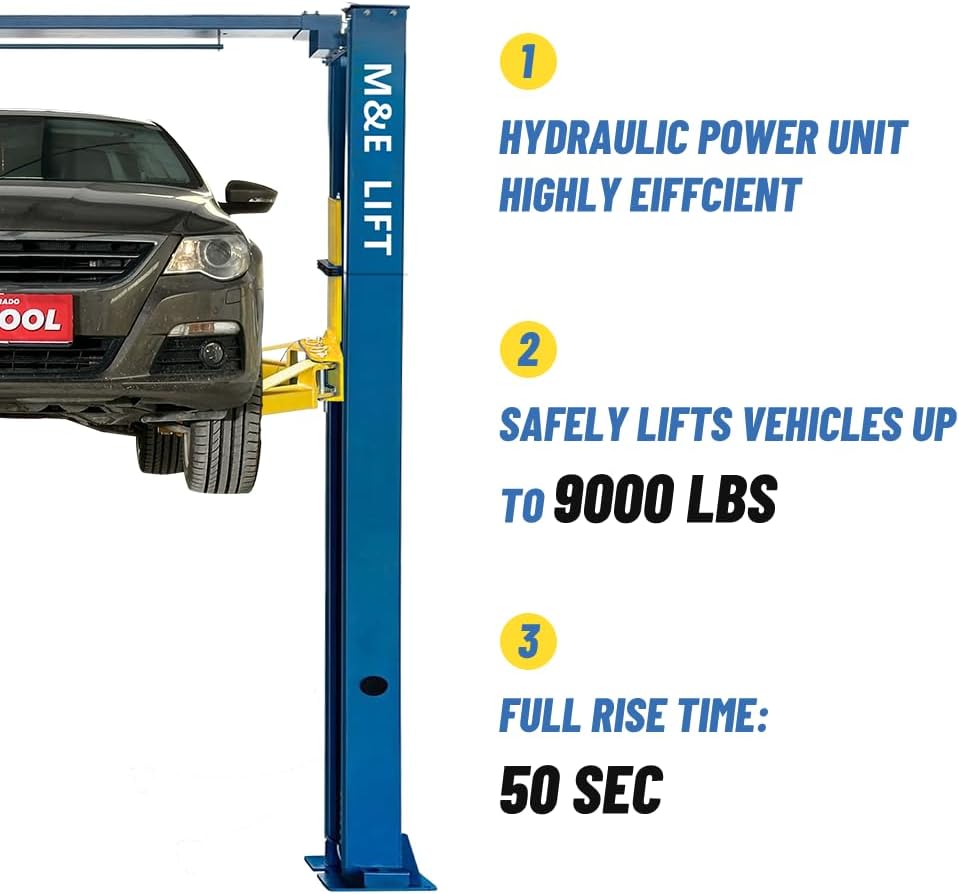 ME 9000lbs 110v 2 Post Lift Max. Lifting Height 74.8" 2 Post Car Lift Auto Lift Clearfloor Lifts Car Hoist for Home Shop Garage(ME-M90-110V)