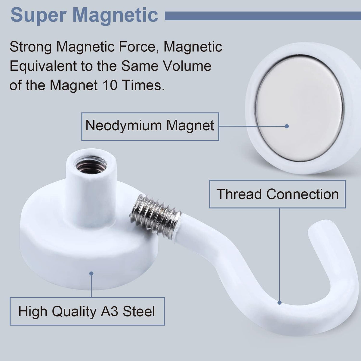 DIYMAG Magnetic Hooks, 30Lbs Strong Heavy Duty Cruise Magnet S-Hook for Classroom, Fridge, Hanging, Cabins, Grill, Kitchen, Garage, Workplace and Office Etc, (15 Pack-White)