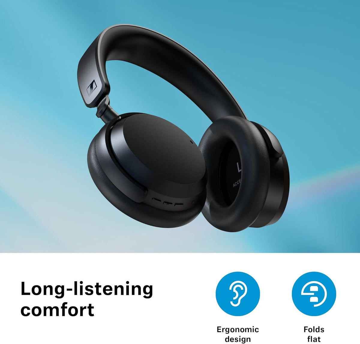 Sennheiser ACCENTUM Wireless Bluetooth Headphones - 50-Hour Battery Life, Audio, Hybrid Noise Cancelling (ANC), All-Day Comfort, Black
