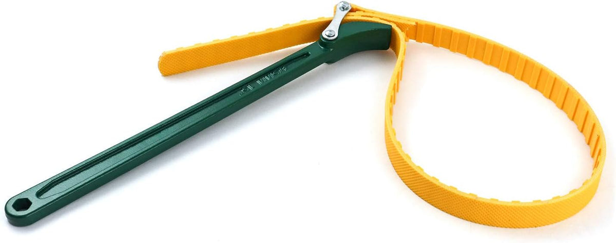 QWORK 15" Belt Strap Wrench, Multi-Purpose Adjustable Strap Oil Filter Wrench with 35 7/16" Capacity