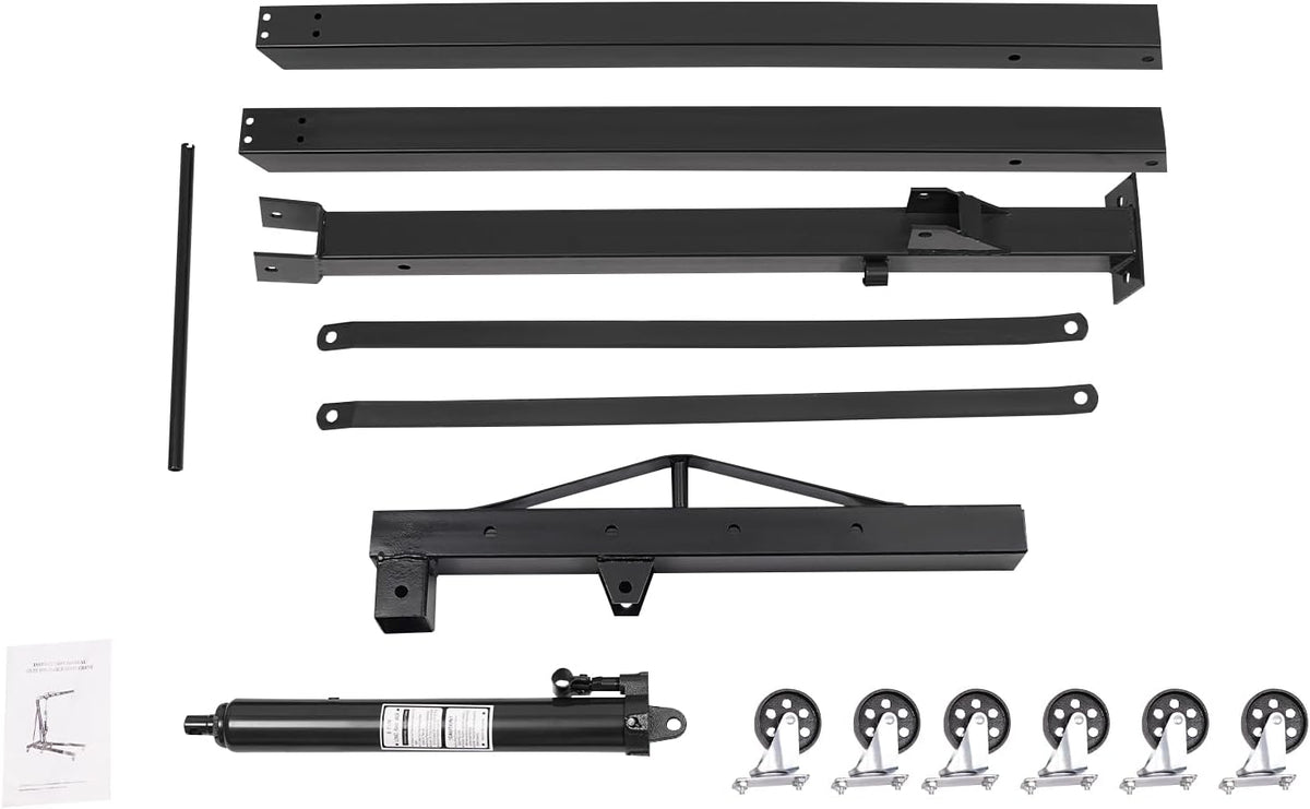 Folding Engine Crane 1 Ton Folding Engine Hoist 2200lbs Heavy Duty Hydraulic Pickup Truck Crane with 6 Iron Caster Wheels for Garage, Workshop - 2 Package