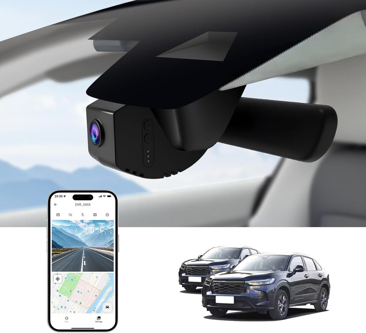 Front 4K Dash Cam for Honda HR-V 2023 2024 2025 2026 Sport LX EX-L (Gen3),Easy Installation,OEM-Style,Collision Detection,Loop Recording,WiFi & App,64G Card