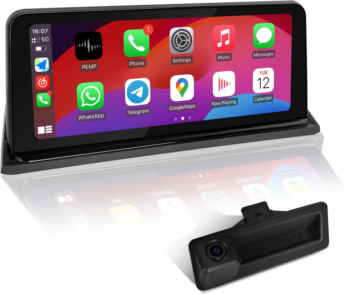 PEMP Linux Vertical Screen E70 E71 CIC Wired and Wireless CarPlay Retrofit Android Auto Mirror Link Car Screen for BMW X5 X6 (2010-2012) with a 720P AHD Reverse Camera