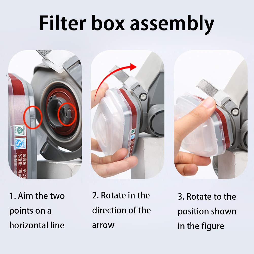 Respirator Reusable Half Face Cover Gas Mask with Safety Glasses, Filters for Painting, chemical, Organic Vapor, Welding, Polishing, Woodworking and Other Work Protection