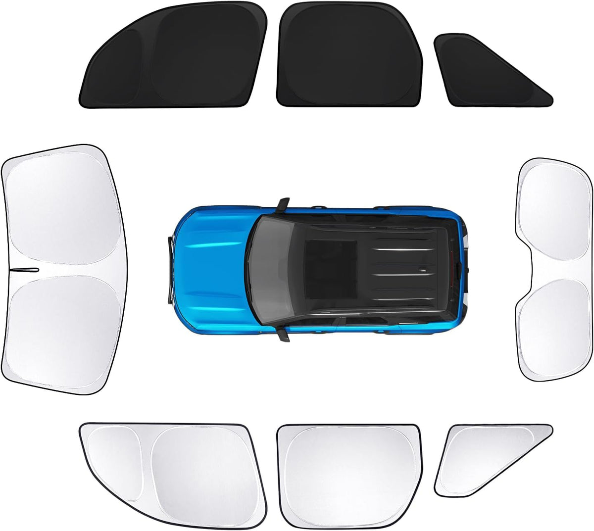 8pcs Car Window Shades for Ford Bronco Sport 2021-2024 2025 Accessories,Windshield Side Rear Full Sunshade,Sun Visor UV Blocking, Privacy Protection and Blackout for Camping Outdoor
