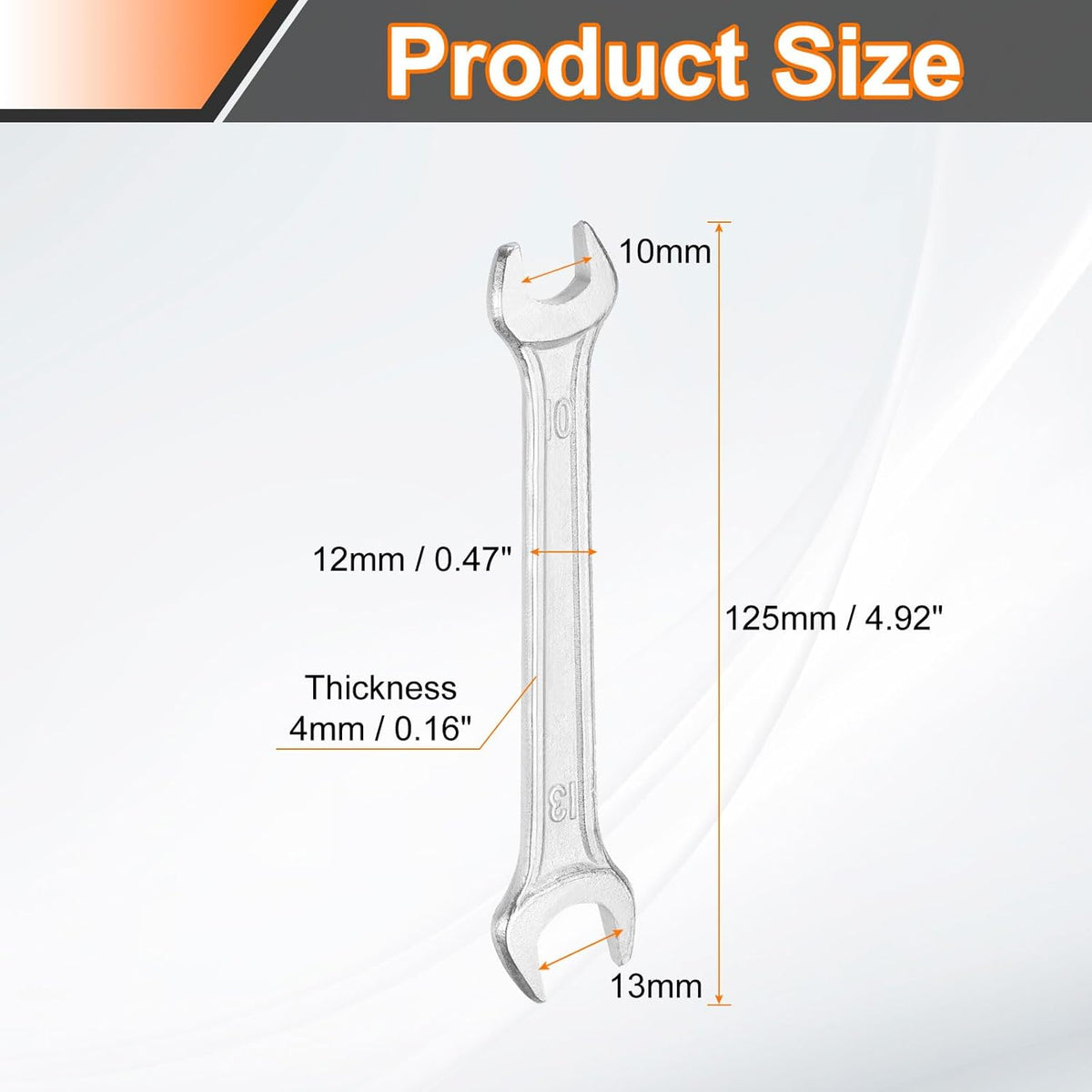 HARFINGTON 5pcs Double Open End Wrench 10mm x 13mm Metric 15 Degree Offset Angle Small Flat Head Wrench Galvanizing Open Ended Spanner for Automotive Repair Furniture Assembly