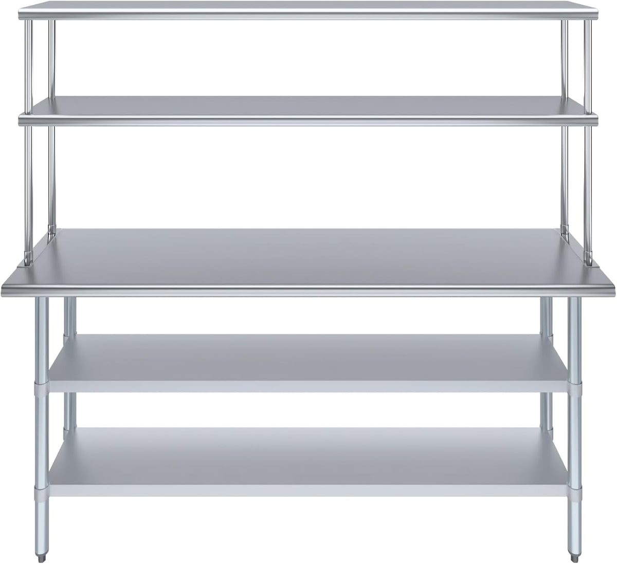 Amgood Stainless Steel Work Table with 2 Shelves | Metal Kitchen Prep Table & Shelving Combo (18" x 72" Table with 2 Shelves + 12" Overshelf)