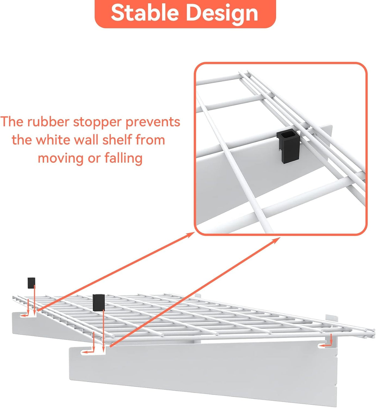 TORACK 2 Pack Garage Storage Wall Shelves, 15" x 45" Wall Mounted Wire Shelves for Garage Storage Heavy Duty Garage Wall Shelving(Pack of 2, White)