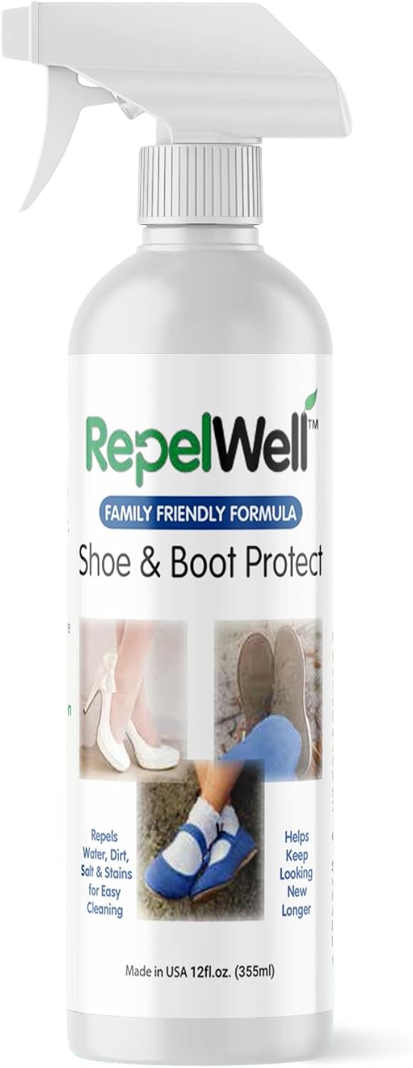 Shoe & Boot Stain & Water Repellent (12oz) Eco-Friendly, Pet-Safe Spray Keeps Fabric, Leather & Suede Clean & Dry