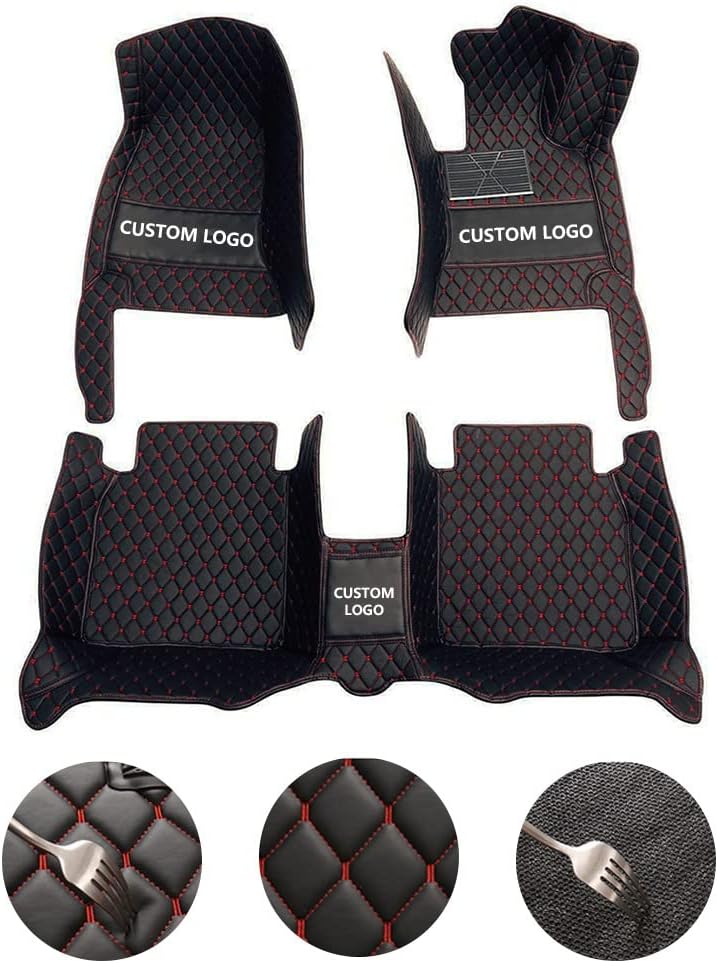 Custom All-Weather Protection Leather Car Floor Mats for Cars Sedan SUV Sports Car Waterproof Floor Mat (3D Wine red)
