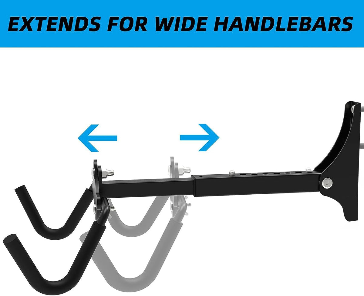 Foldable Bike Wall Mount Rack, Bicycle Rack Storage, Horizontal Bicycle Storage Hanger Adjustable Bike Hanging Hook, Heavy Duty Bike Rack Hook Holder Mounted Garage Indoor or Home （2 Pack）